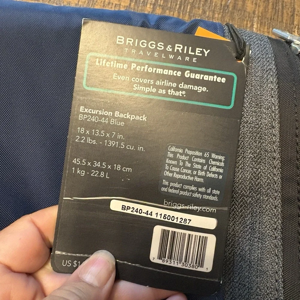 Briggs & Riley BRX Excursion Backpack Blue Travel Work Commuter Bag BP240-44